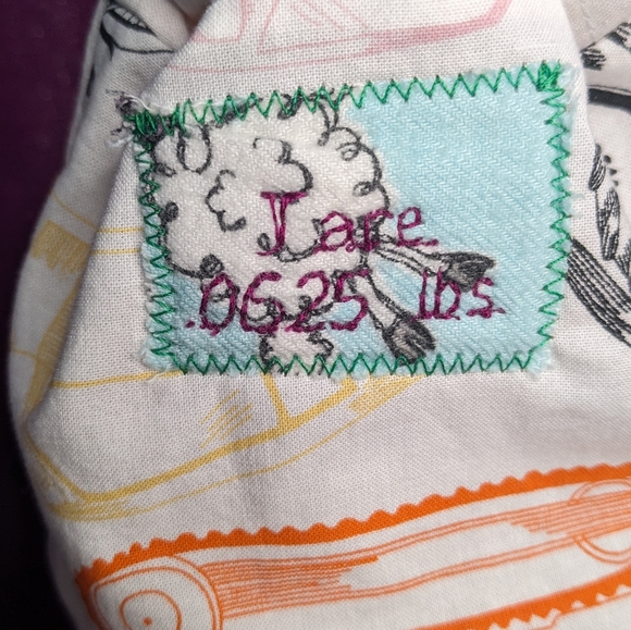 Reusable produce bag with tare weight- trucks and blue ribbon - Picture 2 of 6